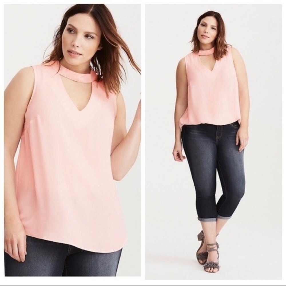 Torrid Blush Pink Keyhole Blouse/Top